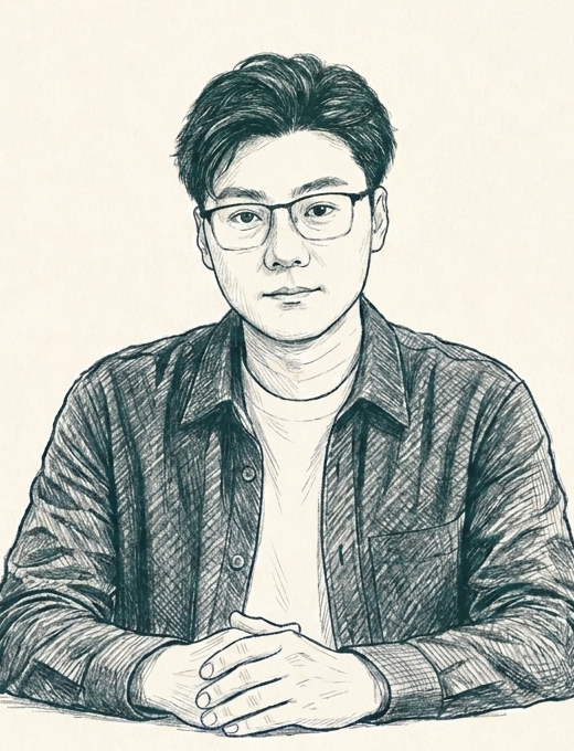 老白的正面线稿肖像